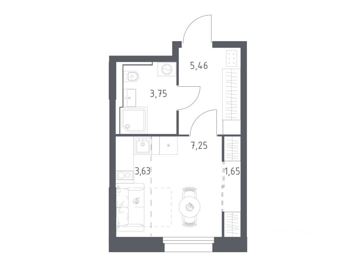 Квартира-студия, 21,74 м², в ЖК Квартал Строгино