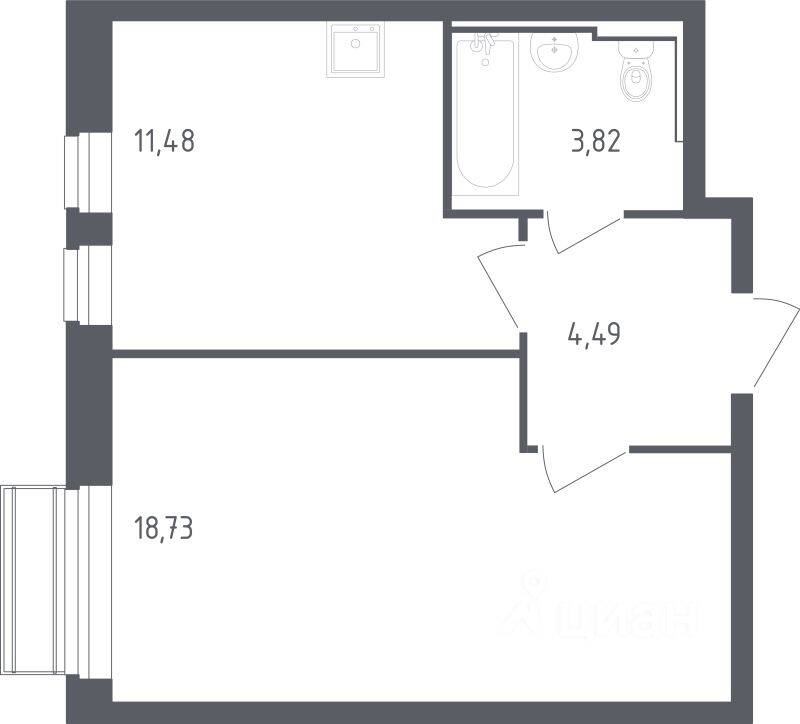 1-комн. квартира, 38 м², в ЖК Рублевский Квартал