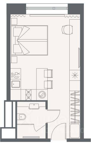 Планировка 1 комнатной квартиры, 27.88 м², в «YES Primorsky»