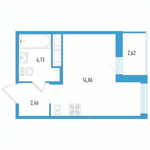 Квартира-студия, 21,96 м², в ЖК Аэросити Life