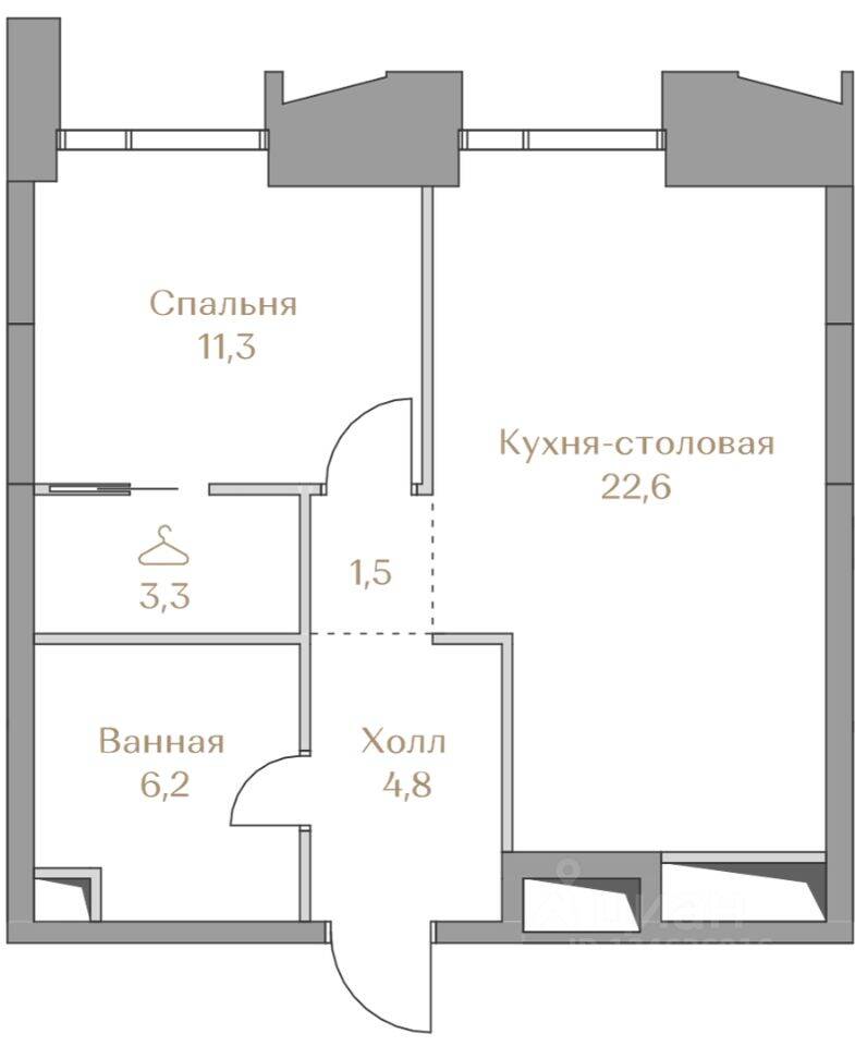 1-комн. квартира, 49,7 м², в ЖК Коллекция Лужники