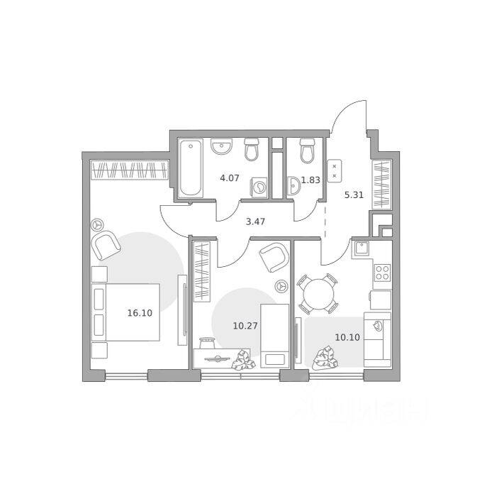 2-комн. квартира, 51,15 м², в ЖК «Нижегородская от Гранель»