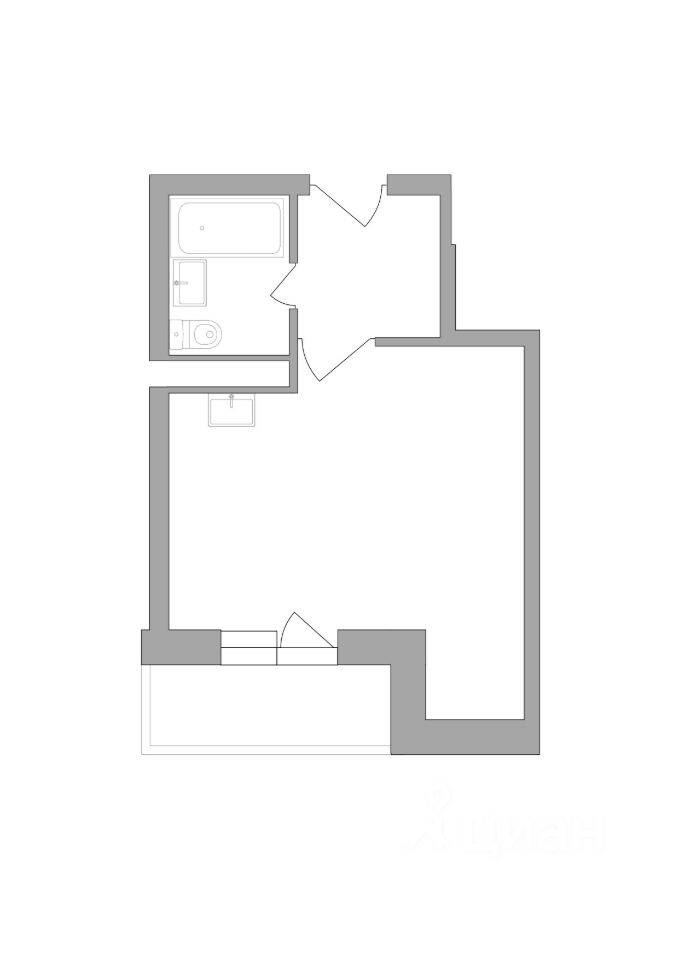 Планировка 1 комнатной квартиры, 29.62 м², в «Радость»