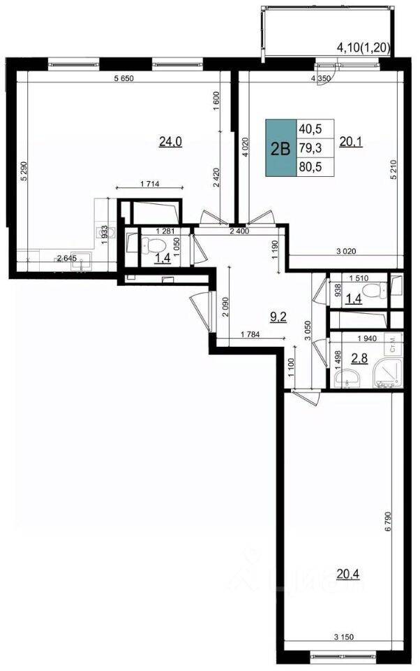 2-комн. квартира, 80,5 м², в ЖК «Одинцово сити»