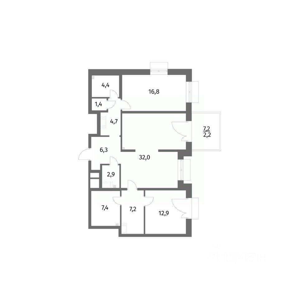 2-комн. квартира, 98,2 м², в ЖК Парусная 1