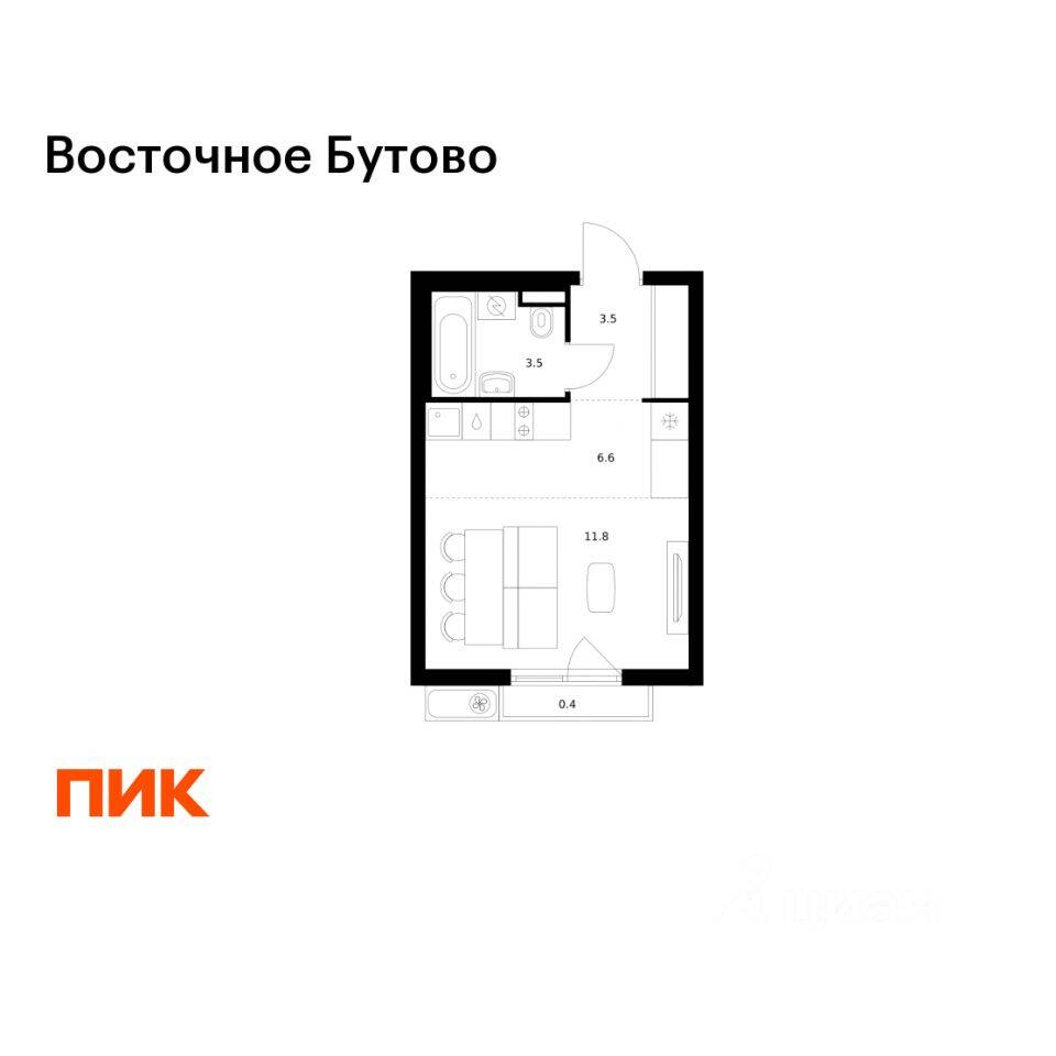 Квартира-студия, 25,8 м², в ЖК «Восточное Бутово»