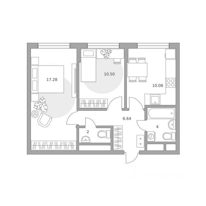 2-комн. квартира, 50,5 м², в ЖК «Императорские Мытищи»