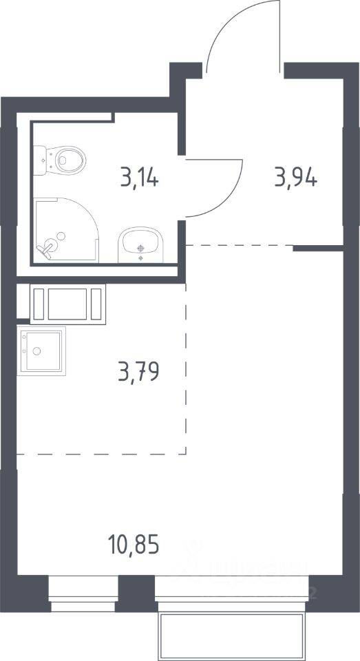 Квартира-студия, 22,7 м², в ЖК Томилино Парк