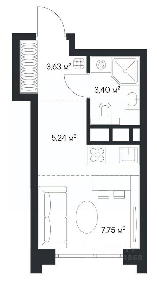 Квартира-студия, 20,02 м², в ЖК 1-й Нагатинский