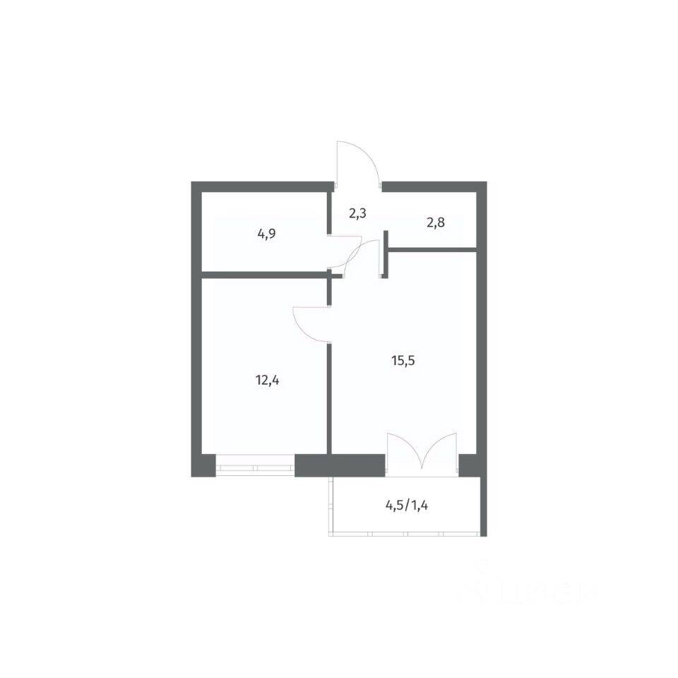 1-комн. квартира, 39,31 м², в ЖК NEWПИТЕР