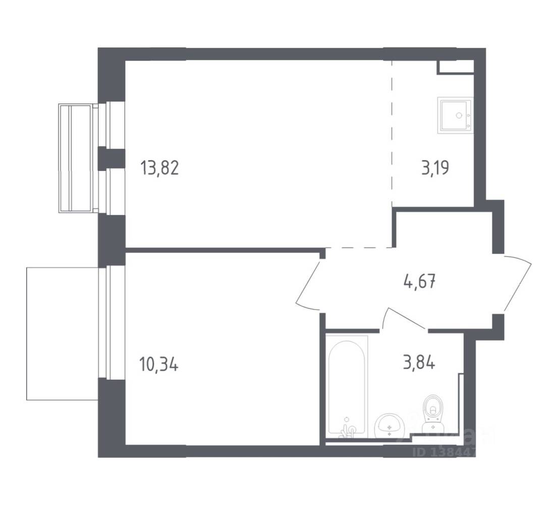 1-комн. квартира, 35,86 м², в ЖК Рублевский Квартал