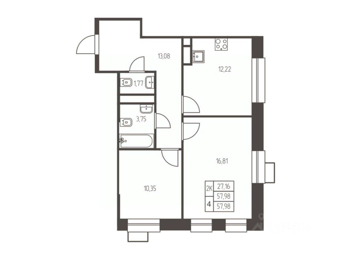 2-комн. квартира, 58 м², в ЖК Новая Ивантеевка