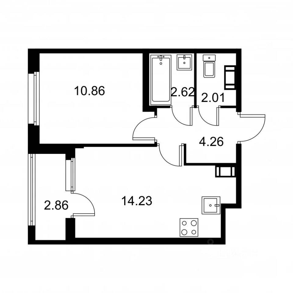 1-комн. квартира, 35,41 м², в ЖК Квартал Заречье