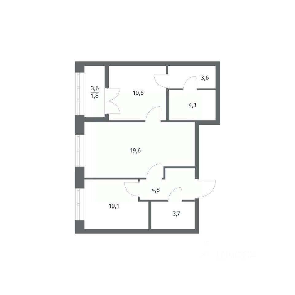 2-комн. квартира, 58,47 м², в ЖК NEWПИТЕР