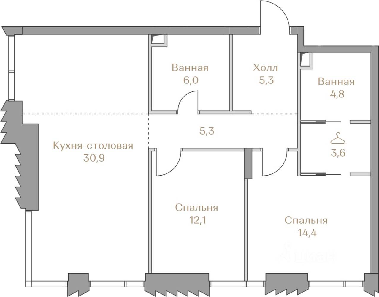 2-комн. квартира, 82,4 м², в ЖК Коллекция Лужники