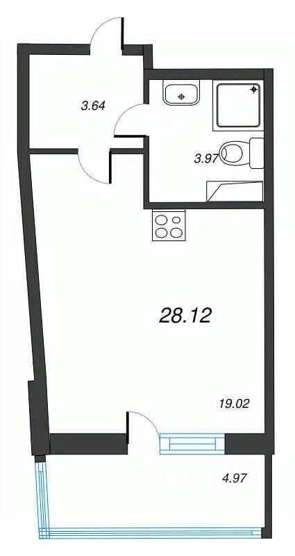 Квартира-студия, 28,12 м², в ЖК Левитан