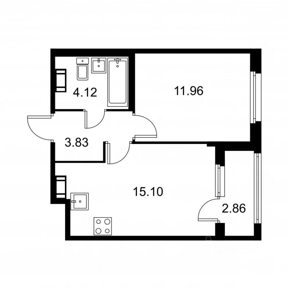 1-комн. квартира, 36,44 м², в ЖК Квартал Заречье