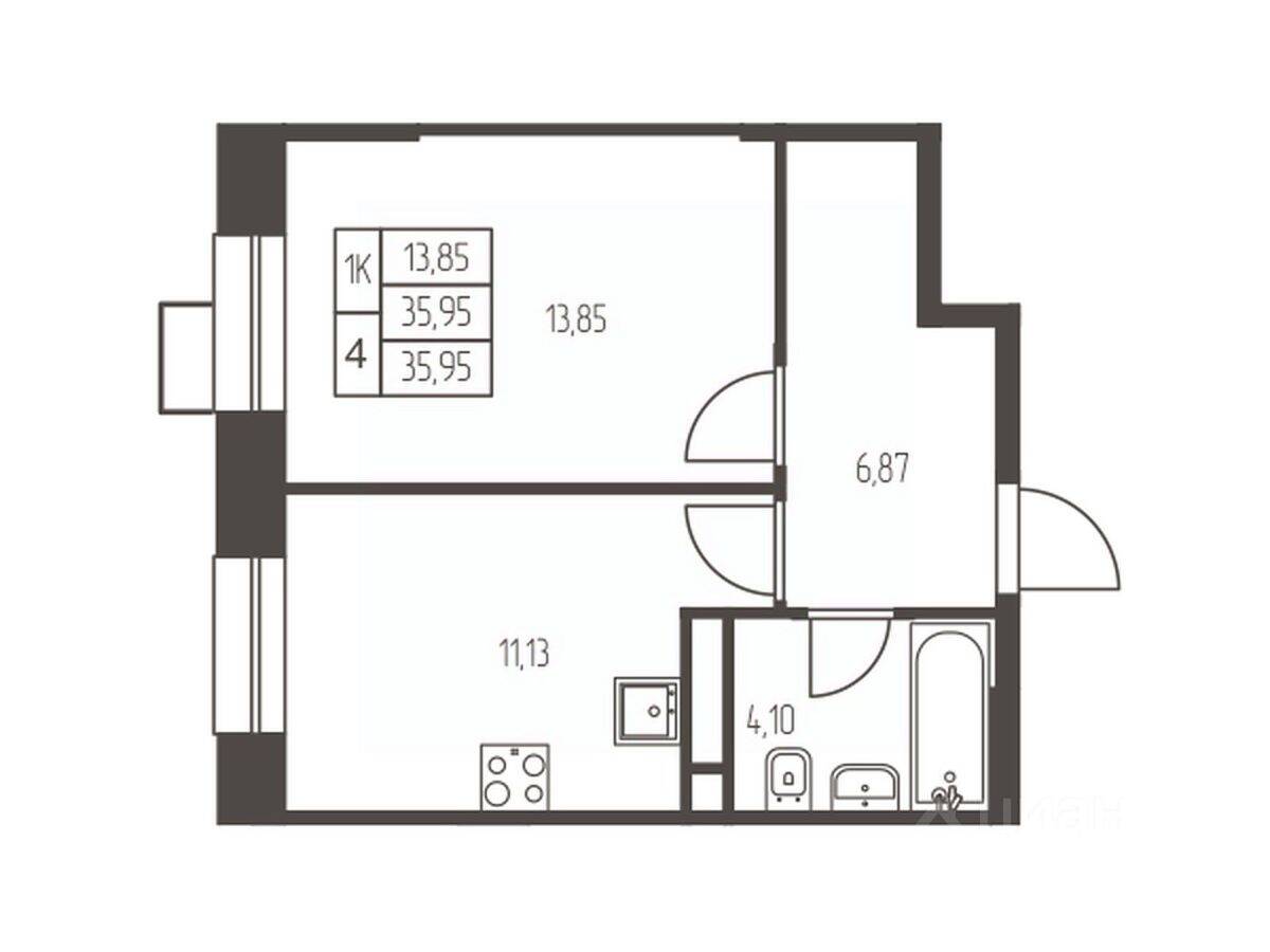 1-комн. квартира, 36 м², в ЖК Новая Ивантеевка