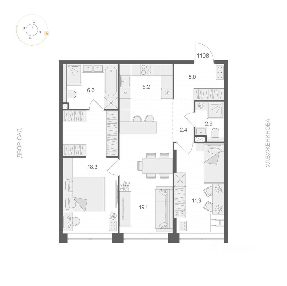 2-комн. квартира, 71,4 м², в ЖК ARTEL