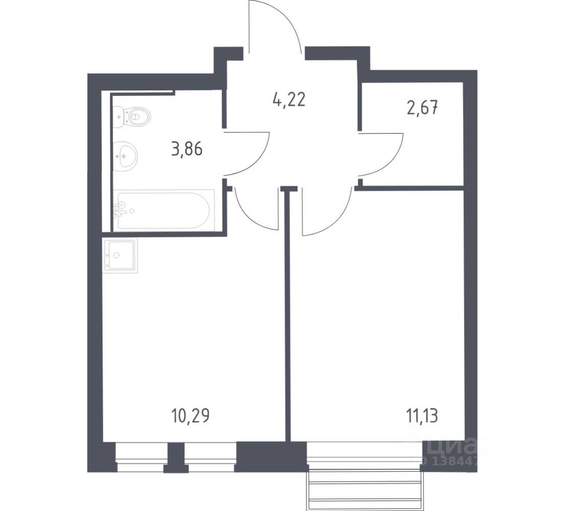 1-комн. квартира, 31,6 м², в ЖК Рублевский Квартал