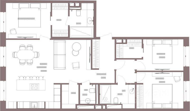 Планировка 4 комнатной квартиры, 118.8 м², в «Legacy»