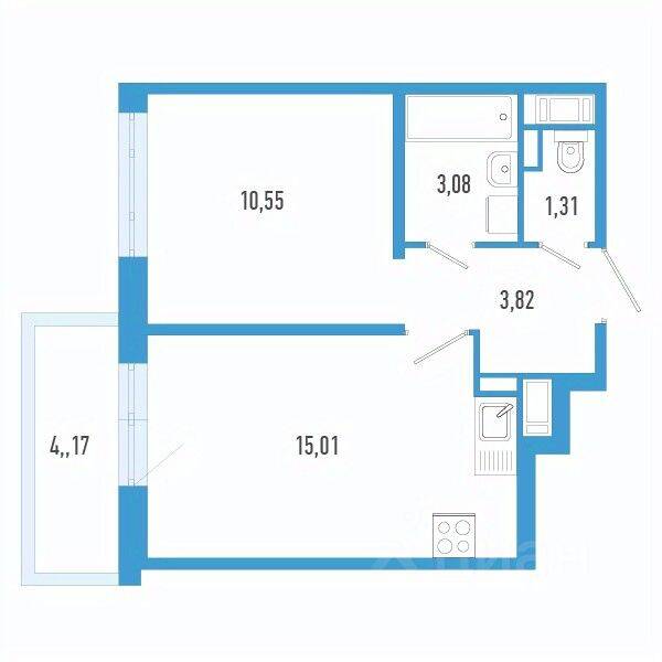 1-комн. квартира, 35,02 м², в ЖК Aerocity 7