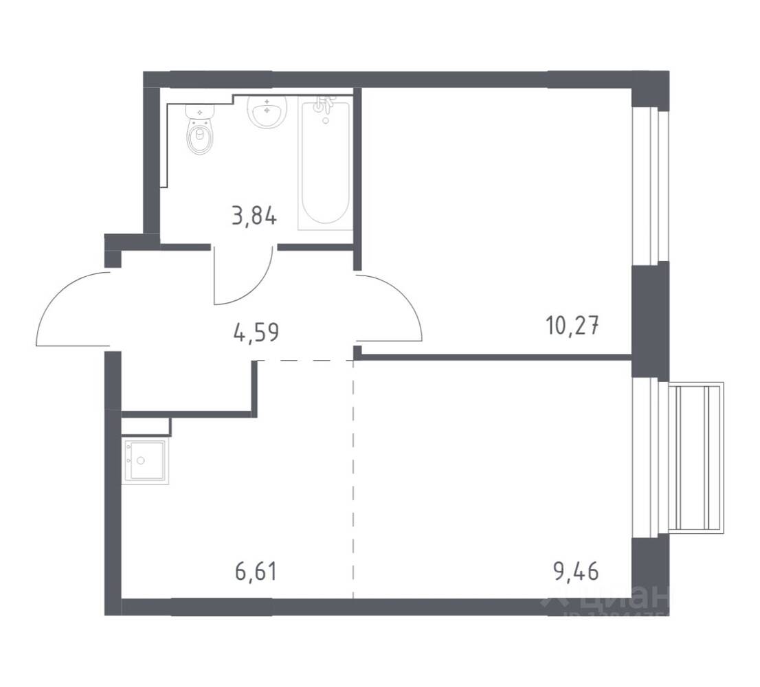1-комн. квартира, 34,77 м², в ЖК Рублевский Квартал