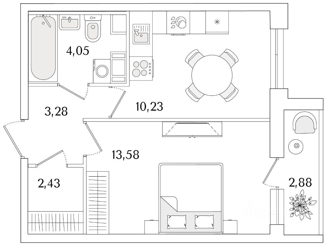 1-комн. квартира, 35,01 м², в ЖК Кинопарк