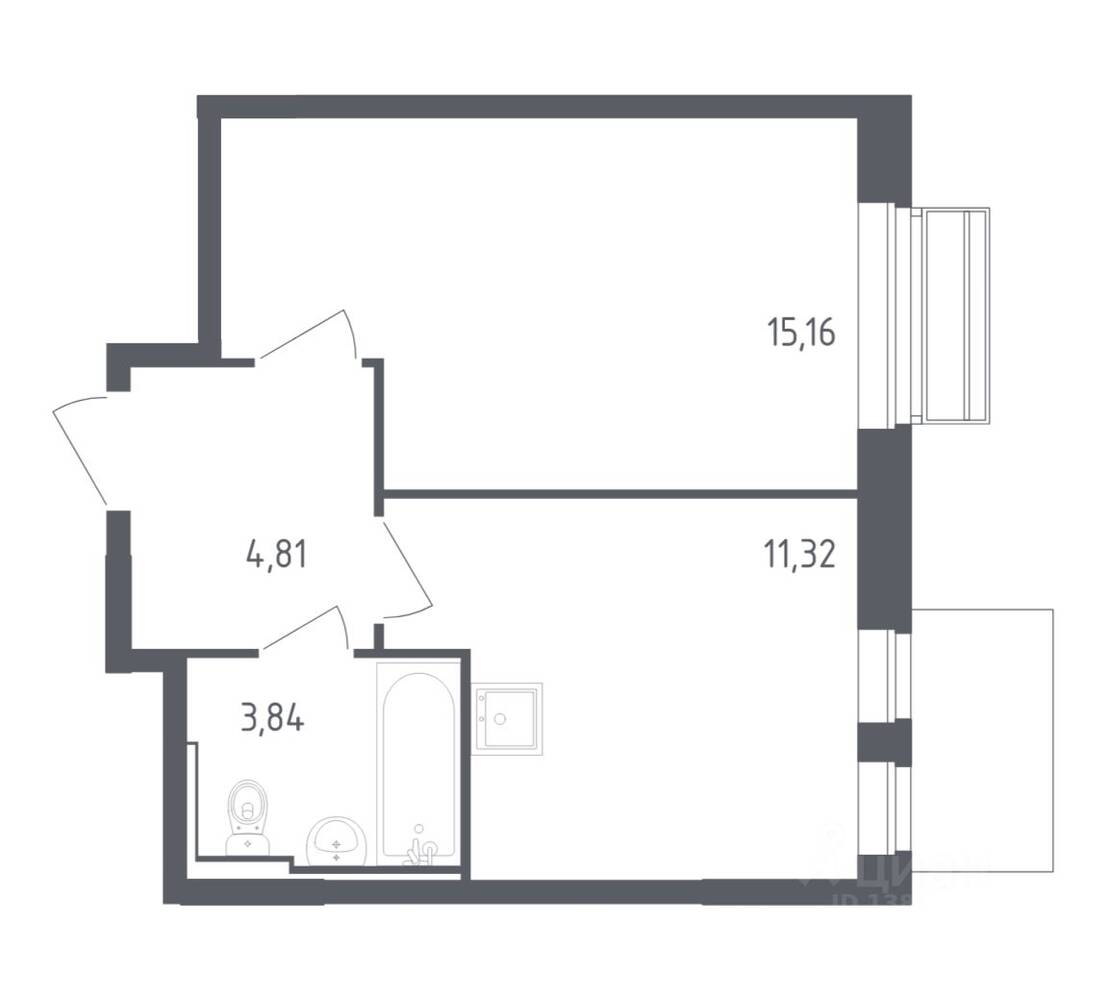 1-комн. квартира, 35,13 м², в ЖК Рублевский Квартал
