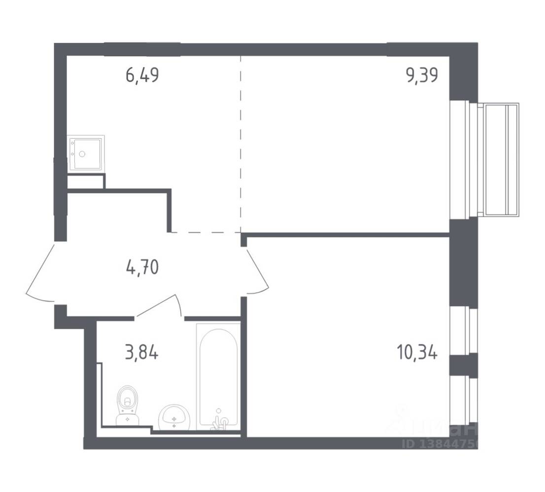 1-комн. квартира, 34,76 м², в ЖК Рублевский Квартал