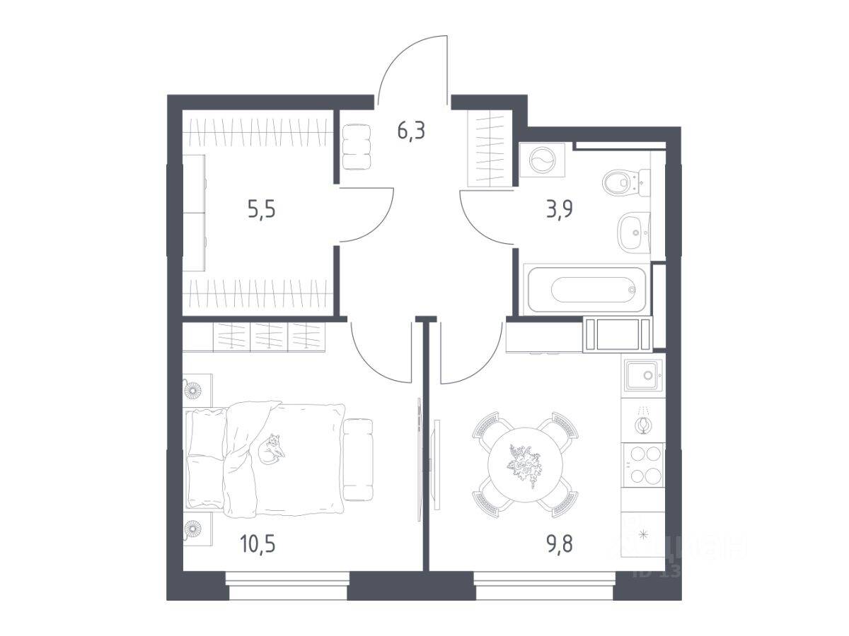 1-комн. квартира, 35,5 м², в ЖК Мытищи Парк