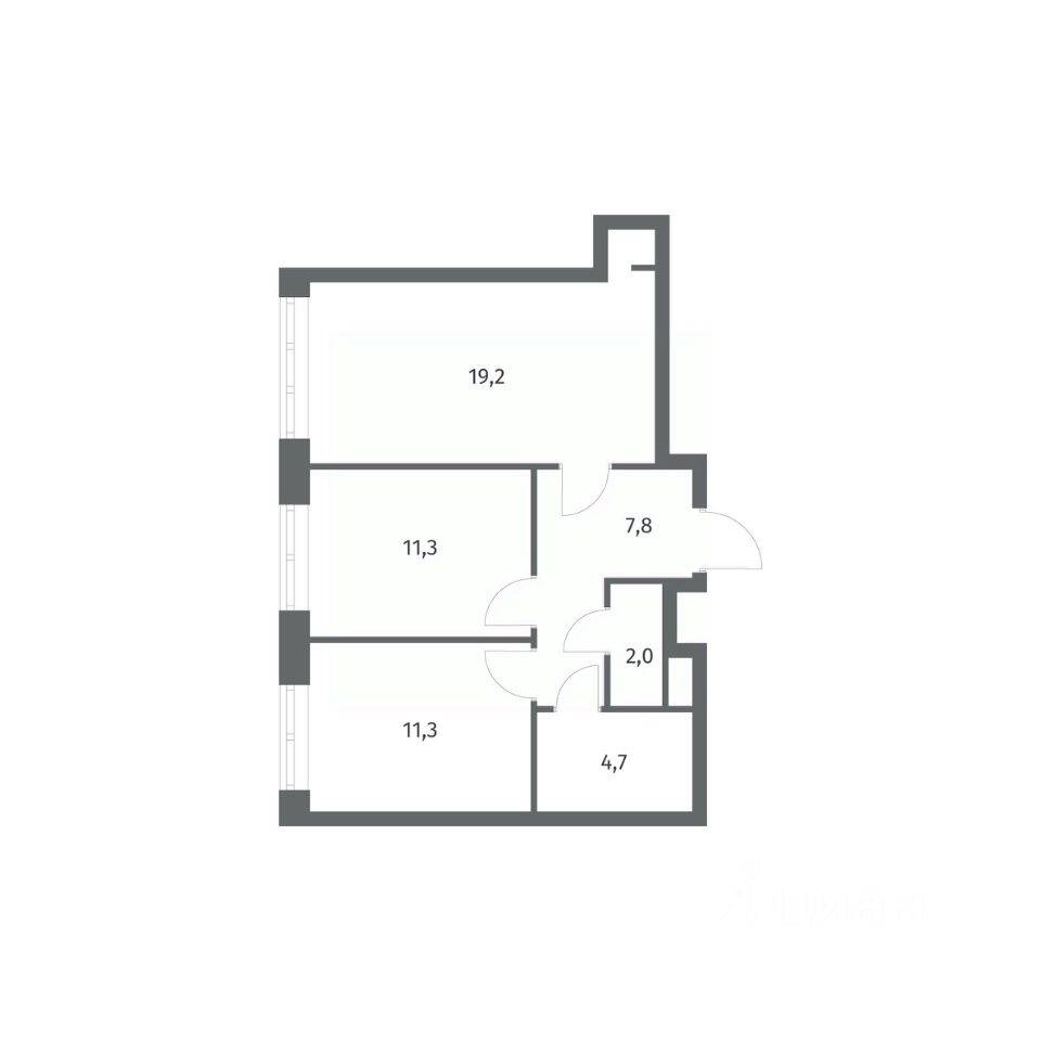 2-комн. квартира, 56,25 м², в ЖК NEWПИТЕР