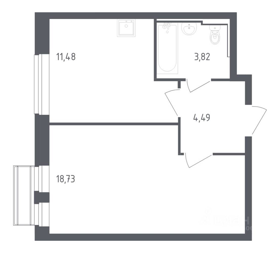 1-комн. квартира, 38,52 м², в ЖК Рублевский Квартал