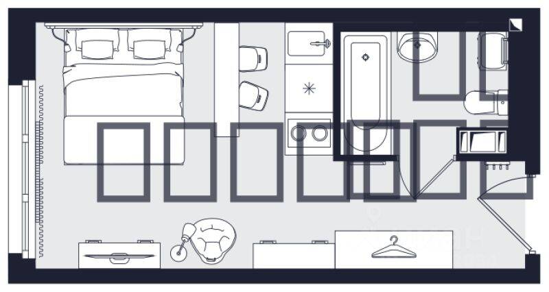 Квартира-студия, 22,71 м², в МФК Про.Молодость (Апартаменты Про.Молодость)