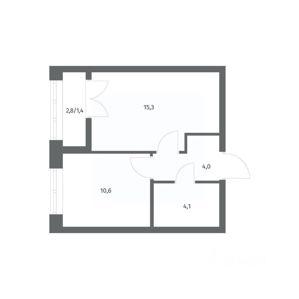 1-комн. квартира, 35,4 м², в ЖК NEWПИТЕР