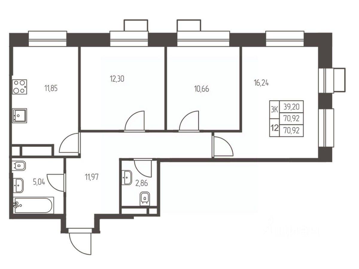 3-комн. квартира, 70,9 м², в ЖК Новая Ивантеевка