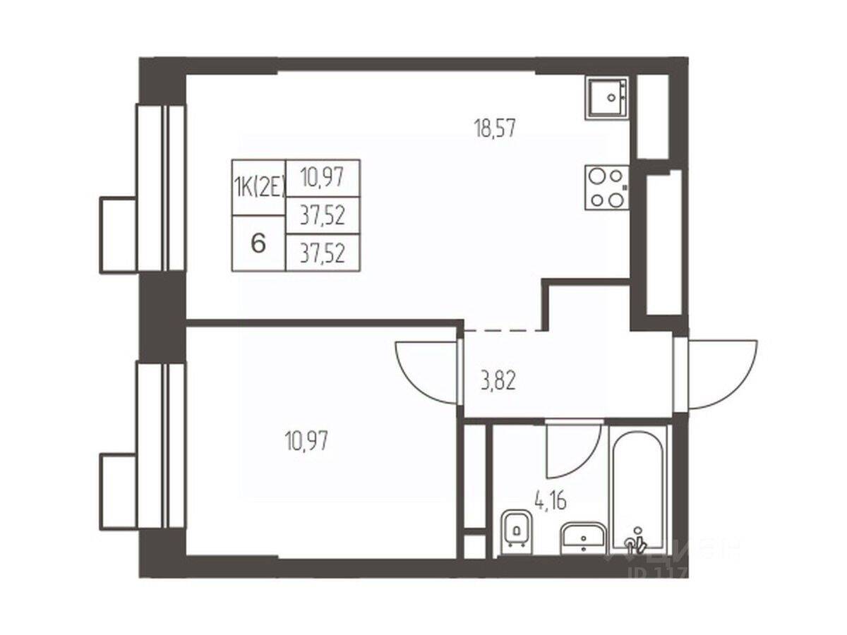 2-комн. квартира, 37,5 м², в ЖК Новая Ивантеевка