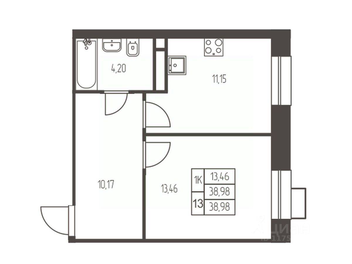1-комн. квартира, 39 м², в ЖК Новая Ивантеевка