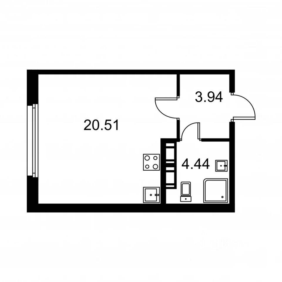 Квартира-студия, 28,89 м², в ЖК Квартал Заречье
