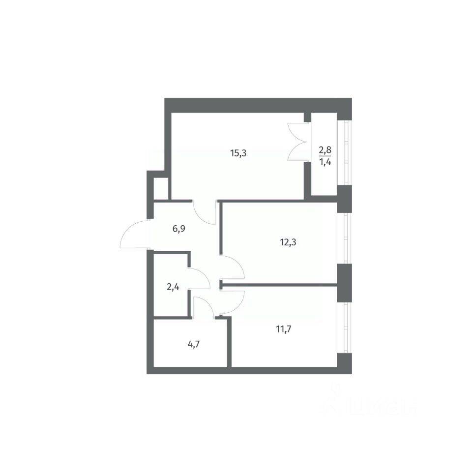 2-комн. квартира, 54,62 м², в ЖК NEWПИТЕР