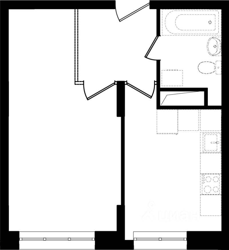 1-комн. квартира, 37,8 м², в ЖК «Восточный»