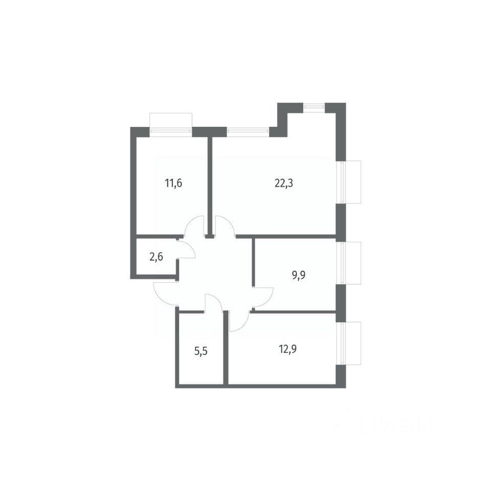 3-комн. квартира, 74,1 м², в ЖК Парусная 1