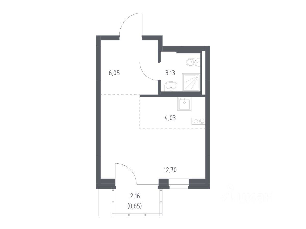 Квартира-студия, 26,56 м², в ЖК Подольские Кварталы