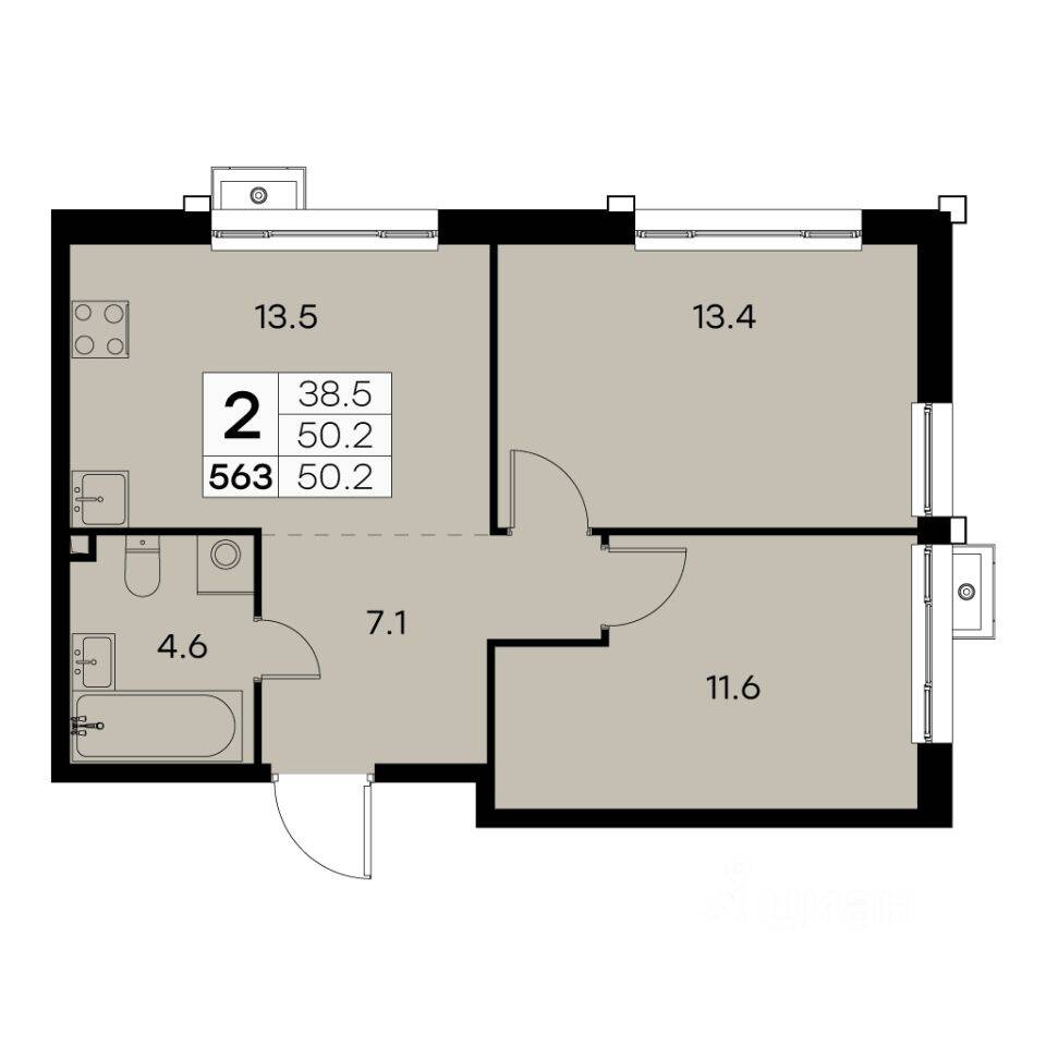 2-комн. квартира, 50,2 м², в ЖК Куркино 15