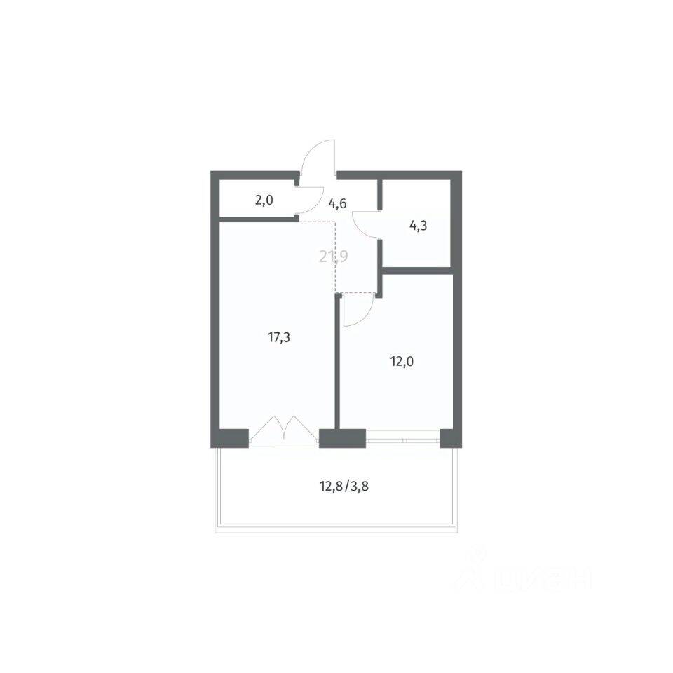 1-комн. квартира, 44,15 м², в ЖК NEWПИТЕР