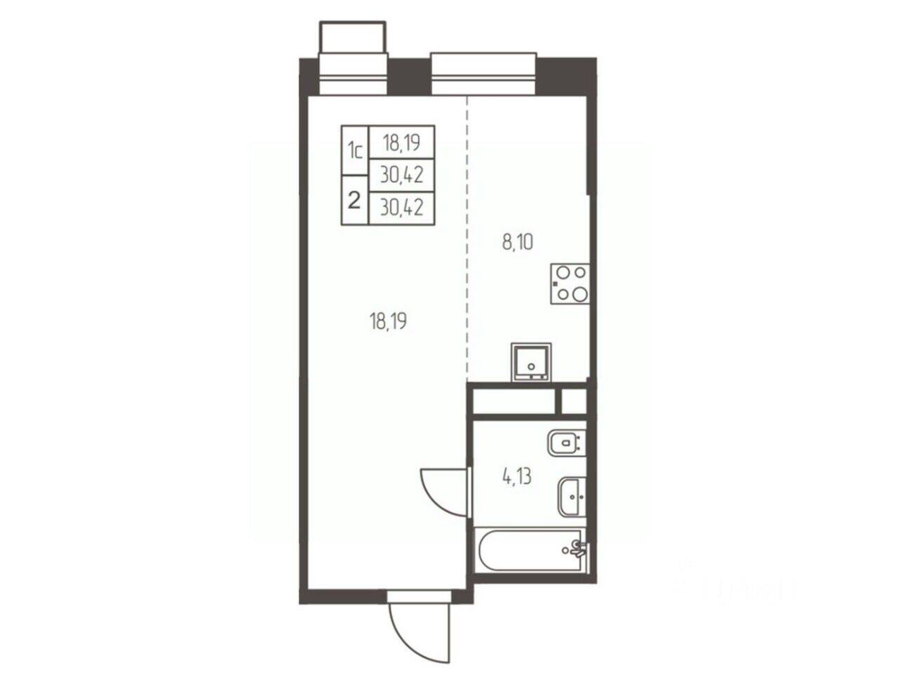 Квартира-студия, 30,4 м², в ЖК Новая Ивантеевка