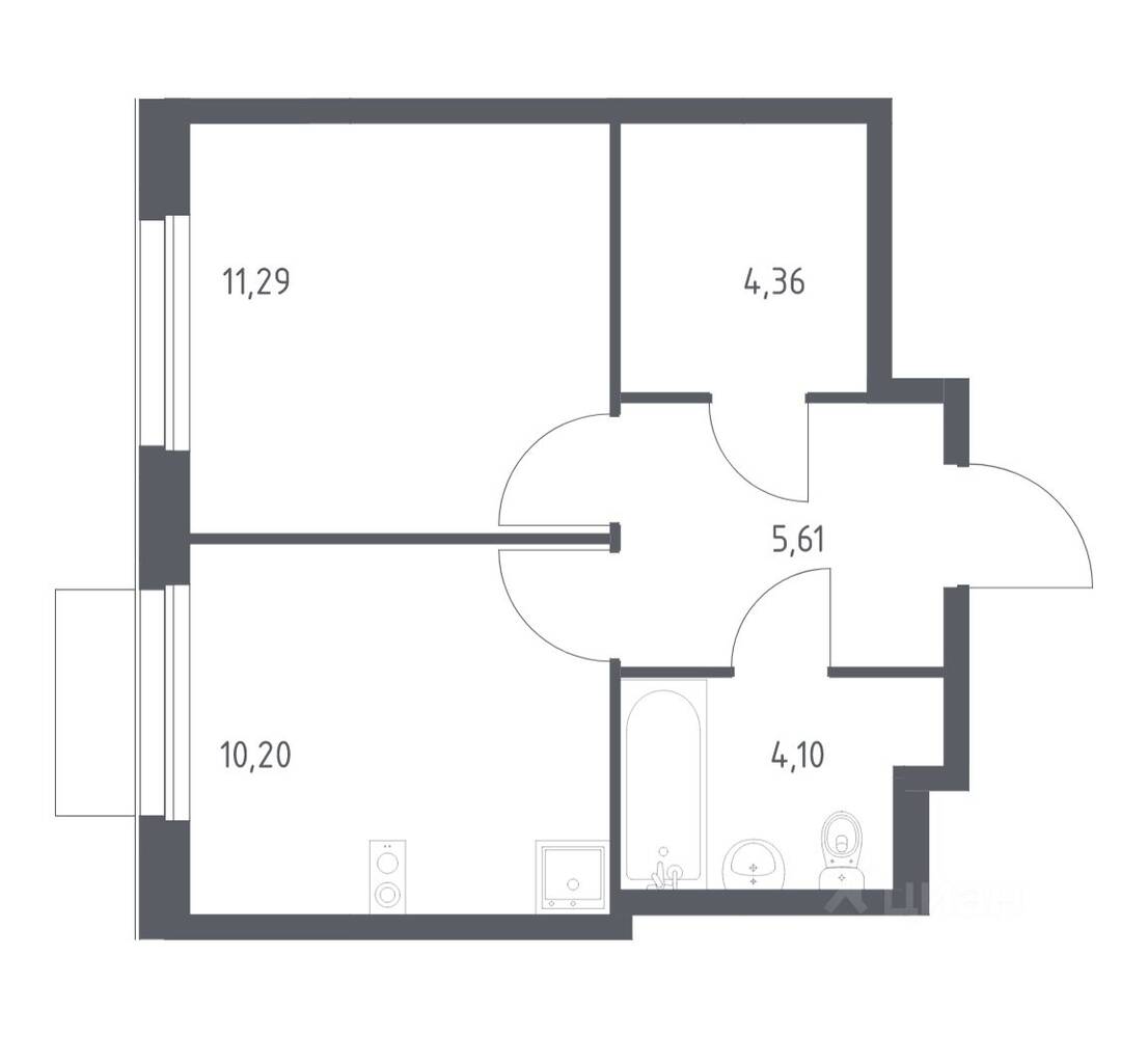 1-комн. квартира, 35,56 м², в ЖК Новое Внуково