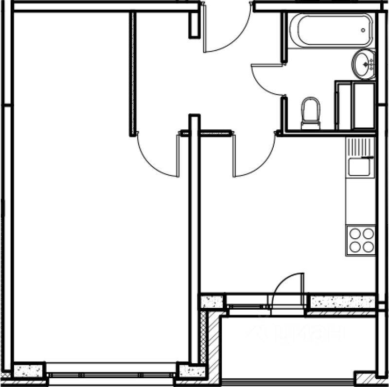 Планировка 1 комнатной квартиры, 40.3 м², в «Шепчинки»
