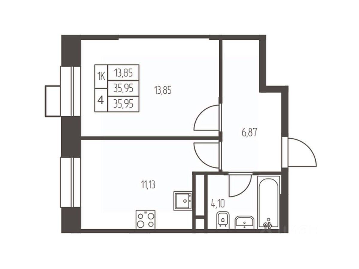 1-комн. квартира, 36 м², в ЖК Новая Ивантеевка
