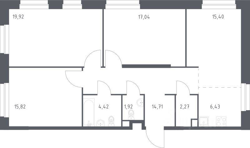 3-комн. квартира, 97,93 м², в ЖК ЭкоБунино